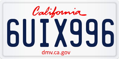 CA license plate 6UIX996