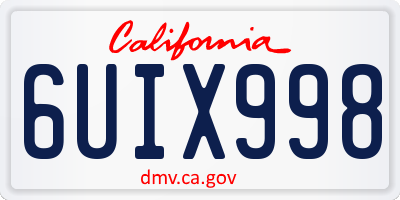 CA license plate 6UIX998