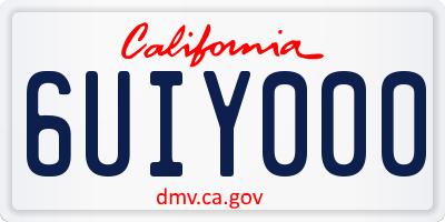 CA license plate 6UIY000