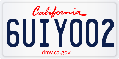 CA license plate 6UIY002