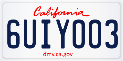 CA license plate 6UIY003