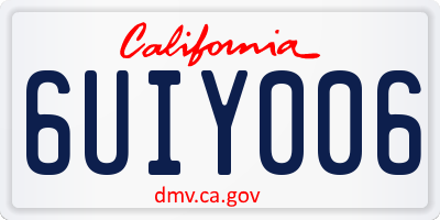 CA license plate 6UIY006