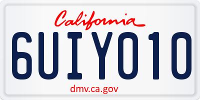 CA license plate 6UIY010