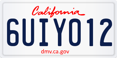 CA license plate 6UIY012