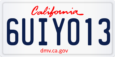 CA license plate 6UIY013