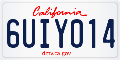 CA license plate 6UIY014
