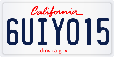 CA license plate 6UIY015