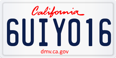 CA license plate 6UIY016