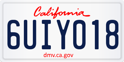 CA license plate 6UIY018