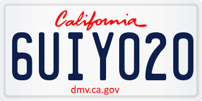 CA license plate 6UIY020