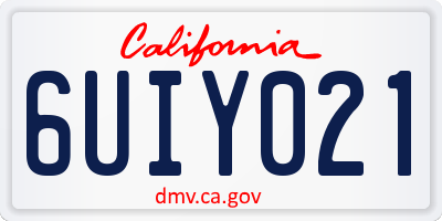 CA license plate 6UIY021