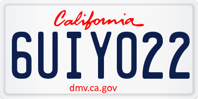 CA license plate 6UIY022