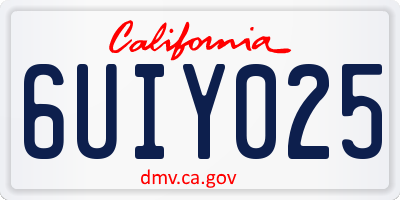 CA license plate 6UIY025