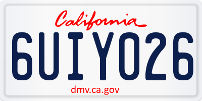 CA license plate 6UIY026