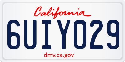 CA license plate 6UIY029