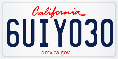 CA license plate 6UIY030