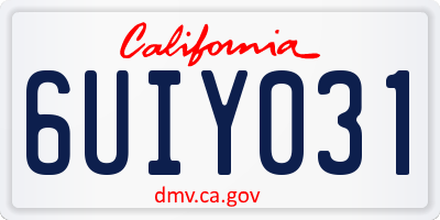 CA license plate 6UIY031