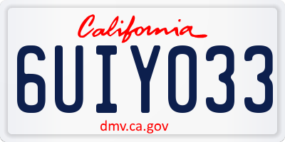 CA license plate 6UIY033