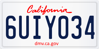 CA license plate 6UIY034
