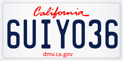 CA license plate 6UIY036