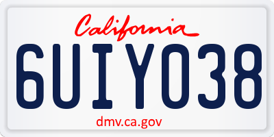 CA license plate 6UIY038