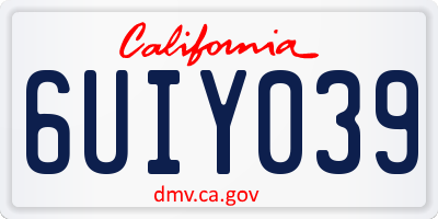 CA license plate 6UIY039