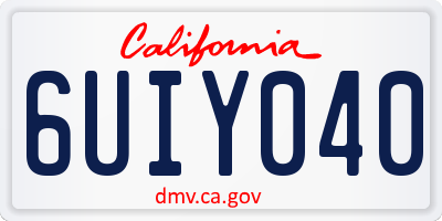 CA license plate 6UIY040