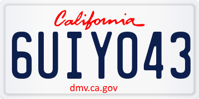 CA license plate 6UIY043