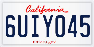 CA license plate 6UIY045