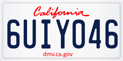 CA license plate 6UIY046