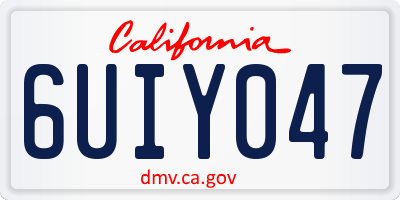 CA license plate 6UIY047
