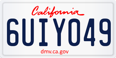 CA license plate 6UIY049