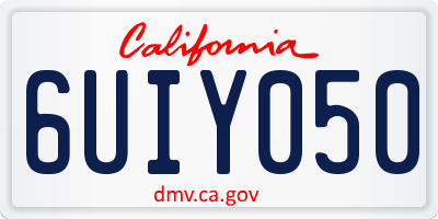 CA license plate 6UIY050