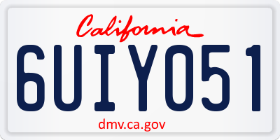 CA license plate 6UIY051