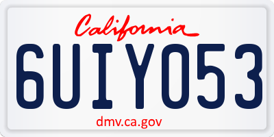 CA license plate 6UIY053