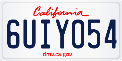 CA license plate 6UIY054