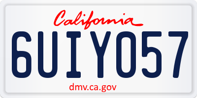CA license plate 6UIY057