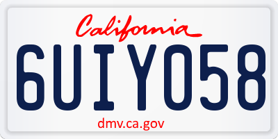 CA license plate 6UIY058