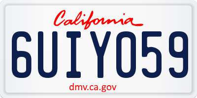 CA license plate 6UIY059