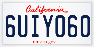 CA license plate 6UIY060