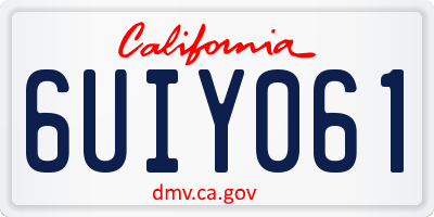 CA license plate 6UIY061