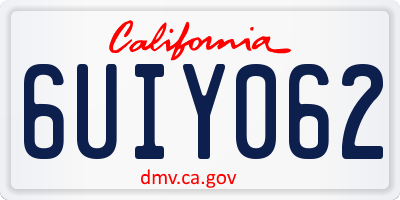 CA license plate 6UIY062