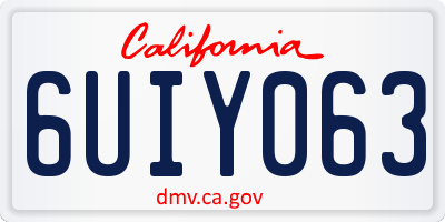CA license plate 6UIY063