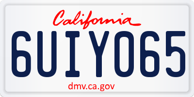 CA license plate 6UIY065