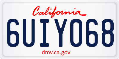 CA license plate 6UIY068
