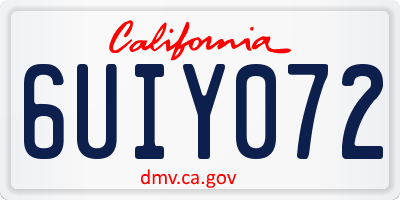 CA license plate 6UIY072