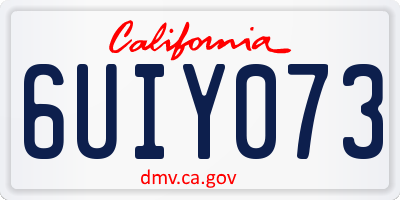CA license plate 6UIY073