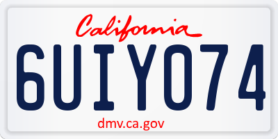 CA license plate 6UIY074