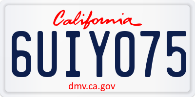 CA license plate 6UIY075