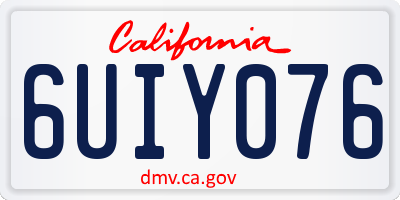 CA license plate 6UIY076
